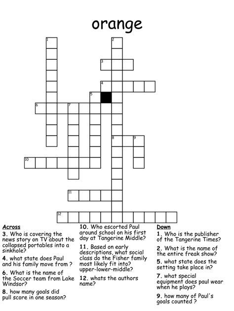 type of orange crossword clue.